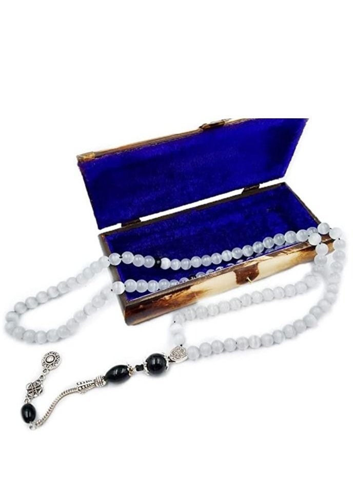 REBUY REBUY Islamic Prayer 99 Beads Tasbih, Natural Stone Misbaha Tasbeeh for Unisex Adults with Wooden Gift Box  - Image 3