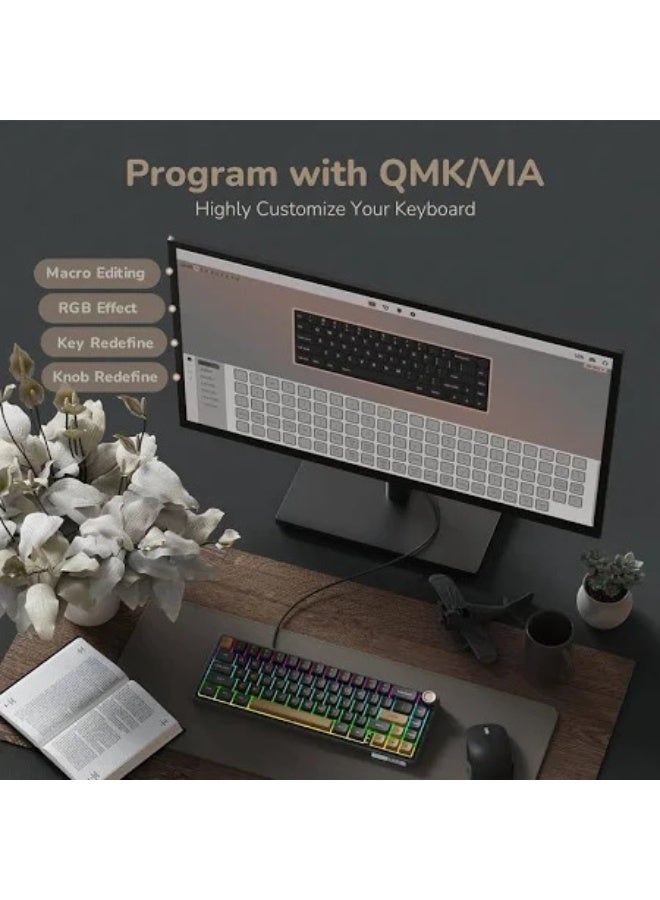 Royal Kludge RK R65 RGB Mechanical Gaming Keyboard | 65% | Tri Connection | MOA Keys | High Quality | Organized Design | Creamy Switches - Image 5