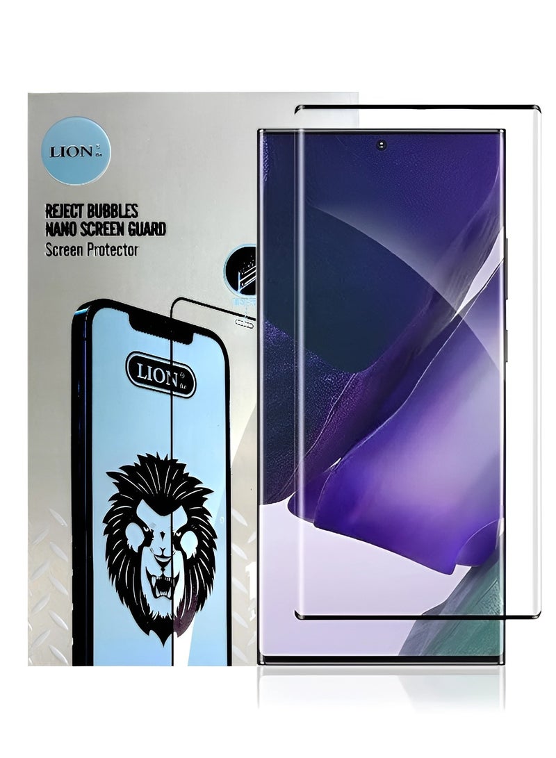 ليون واقي شاشة نانو 11D لسامسونج جالكسي اس 21 اولترا (Samsung Galaxy S21 Ultra), بتصميم منحني حماية فائقة من الحافة الى الحافة مع الوضوح الفائق والحماية ضد السقوط والخدوش من Lion، شفاف - Image 1