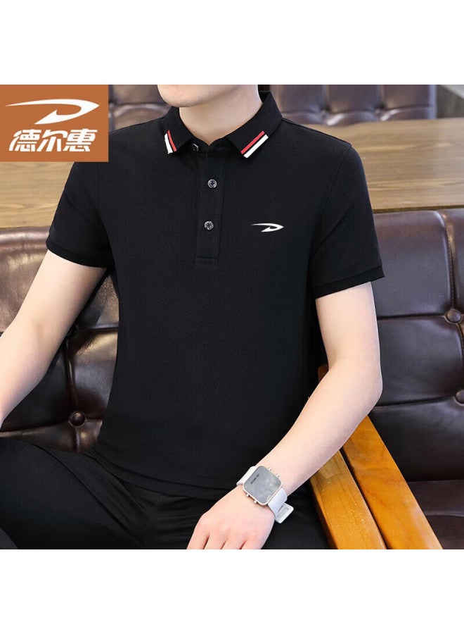 Deerway Men's Short Sleeve T-shirt Summer Business Casual Polo Shirt Breathable Green 2XL - Image 2
