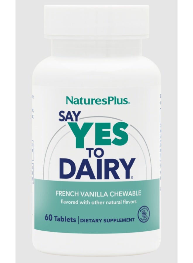 Natures Plus Say Yes To Dairy Natural Lactase Enzyme 50 Chewable Tablets – Supports Lactose Digestion & Dairy Comfort