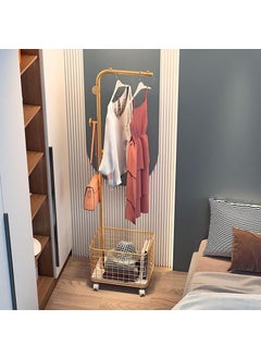 Luteti Luteti Clothes Hat Rack Metal FloorStanding Heavy with Rolling Swivel Wheels Coat Rack Clothing Rack Suitable for Living Room Bedroom Dormitory with Storage Basket Hangers Rustproof 