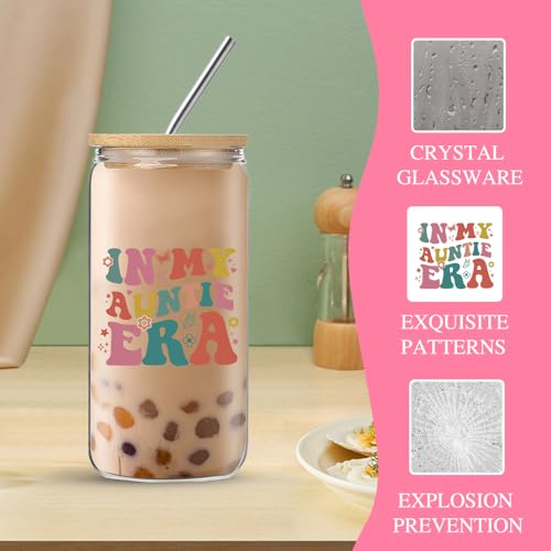 DHQH Unique Gifts from Niece Nephew, Aunt Gifts for Women, Birthday Mother’s Day Thank You Presents Set with Glass Cup Makeup Bag for Auntie New Aunt - Image 3