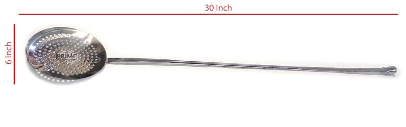 Prime Bakers and Moulders Prime Bakers and Moulders Long Handle Iron Skimmer Frying Strainer pauni for Commercial Kitchen Large  - Image 3