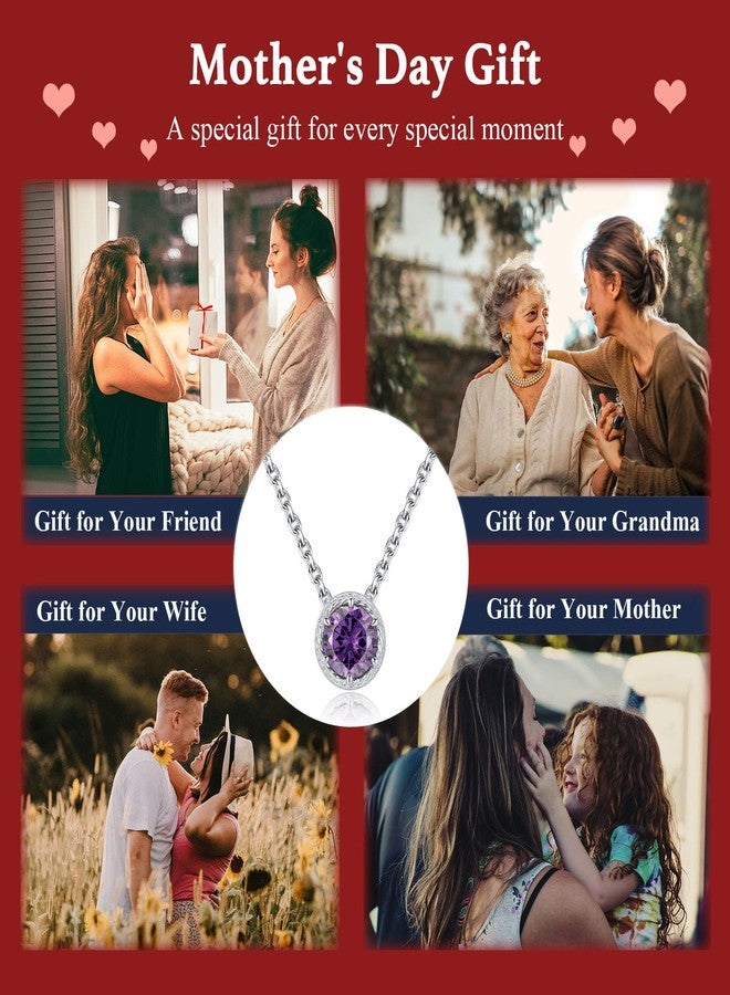 Presentski February Birthstone Necklace Purple S925 Sterling Silver Necklace Feb Birthstone Tiny Amethyst Pendant Necklaces for Women - Image 5