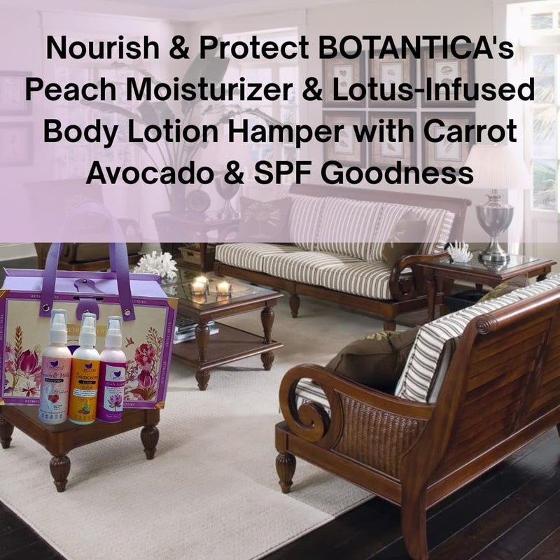 BOTANTICA Luxury face & Body Care Gift Set | Skin Care Hamper for Women & Men | Pack of 3 peach moisture sunscream Lotion, lotus extract body lostion| Gifting For Birthday, Valentine's & Anniversary - Image 4