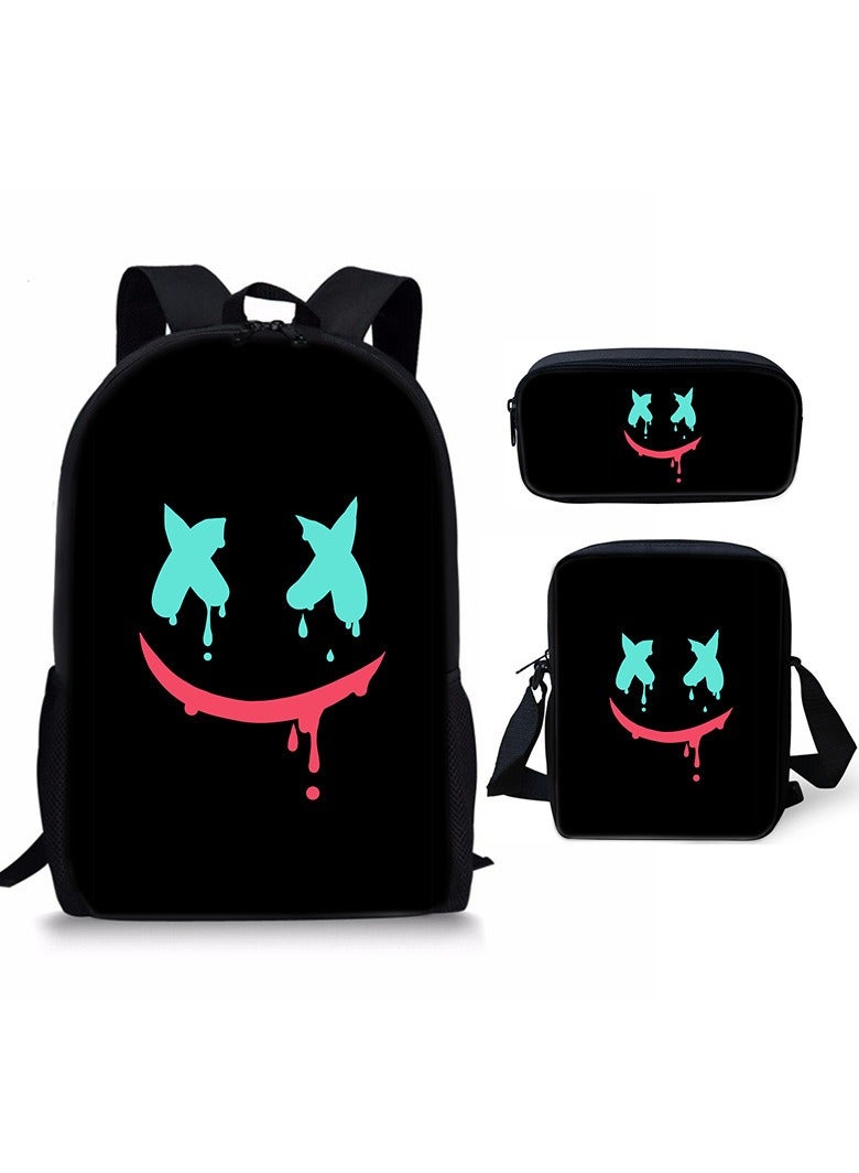 Marshmello Three-piece Backpack And Shoulder Bag Set