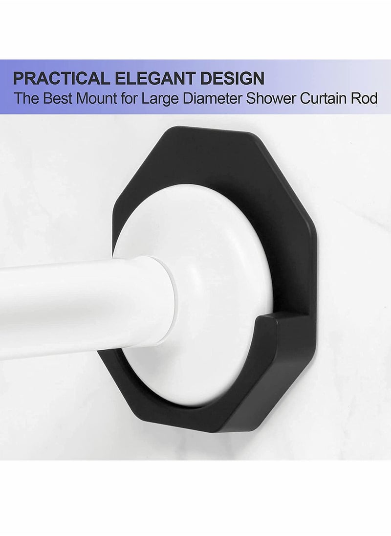 Y&D Shower Curtain Rod Holder 2PCS Adhesive Wall Mount for Wall/Bathroom No Drilling Stick On Black (Shower Not Included)  - Image 2