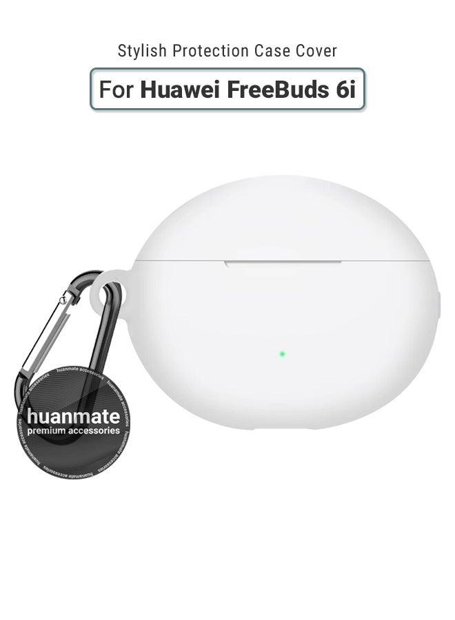 huanmate Huawei FreeBuds 6i Silicone Case Cover - White - Made with Soft Silicone, Lightweight & Durable - Stylish Design, Accurate Cut-outs, Easy Installation & Removal  - Image 1