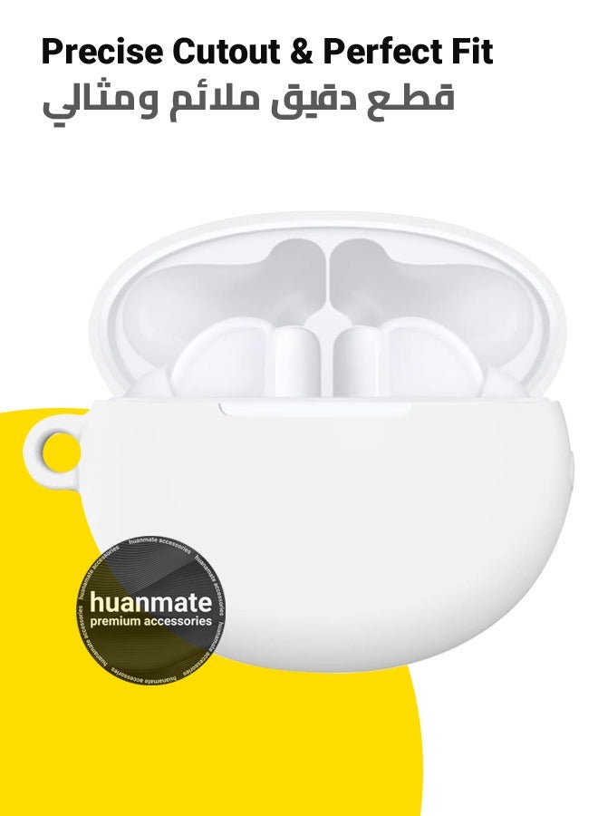 huanmate Huawei FreeBuds 6i Silicone Case Cover - White - Made with Soft Silicone, Lightweight & Durable - Stylish Design, Accurate Cut-outs, Easy Installation & Removal  - Image 2