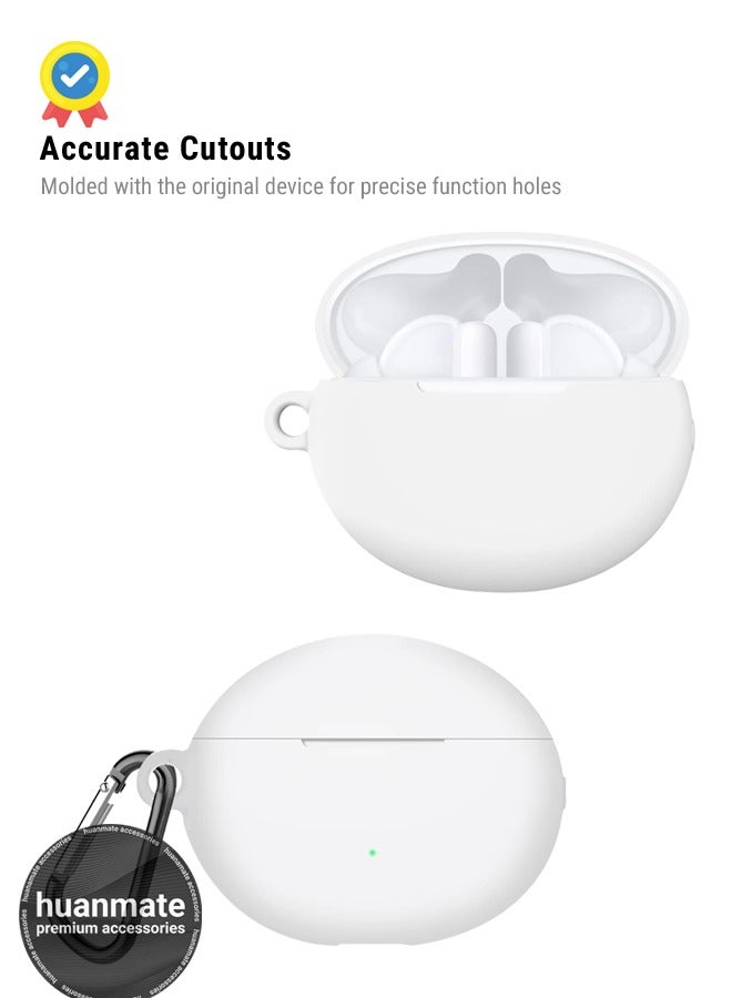 huanmate Huawei FreeBuds 6i Silicone Case Cover - White - Made with Soft Silicone, Lightweight & Durable - Stylish Design, Accurate Cut-outs, Easy Installation & Removal  - Image 5