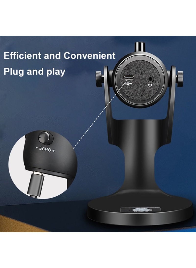 RGB USB Condenser Podcast Microphone, Suitable for PC/MAC/Ps4/iPhone/iPad/Android with Mute Button and Monitor Headphone Jack, Cardioid Mode, Great for Games, Streaming,YouTube, Music Recording
