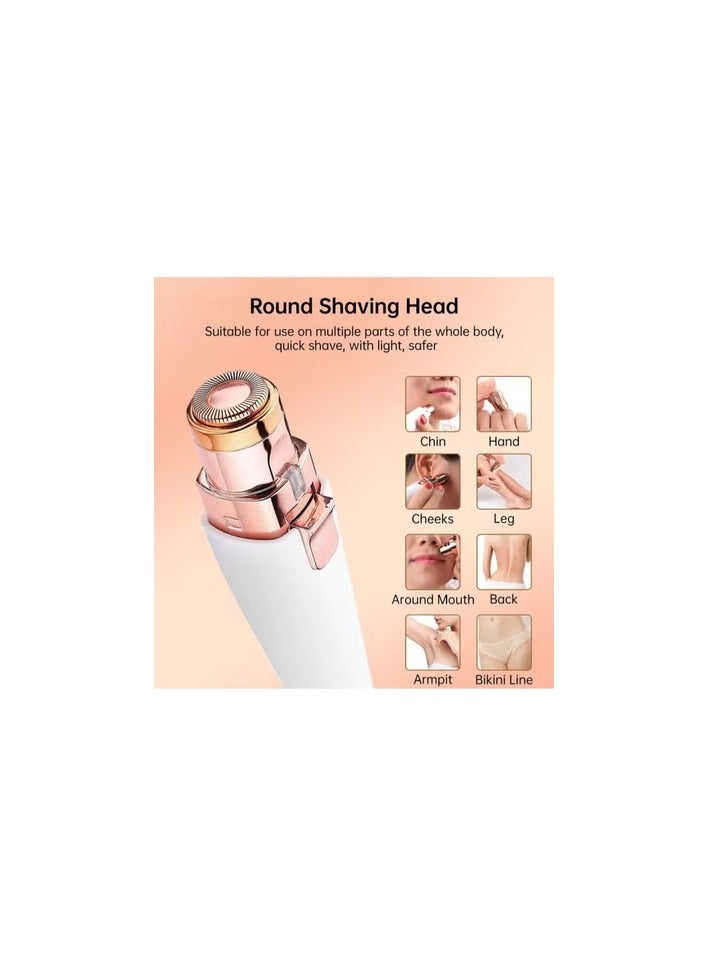 ماكينة ازالة الشعر للنساء قابلة لاعادة الشحن، 2 في 1 بدون الم لازالة شعر الحواجب وشفرة الحواجب، اداة تشذيب شعر الحواجب والشفاه والانف والجسم والوجه للنساء مع ضوء LED - Image 5