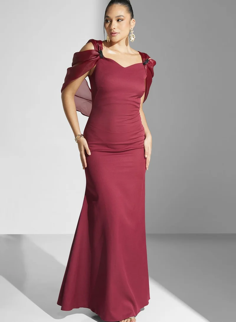 Namshi x Embellished Off Shoulder Gown