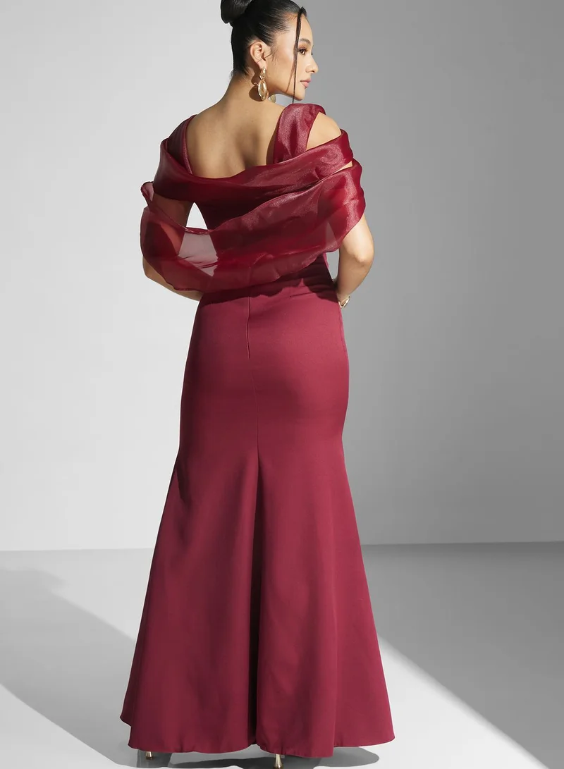 Namshi x Embellished Off Shoulder Gown