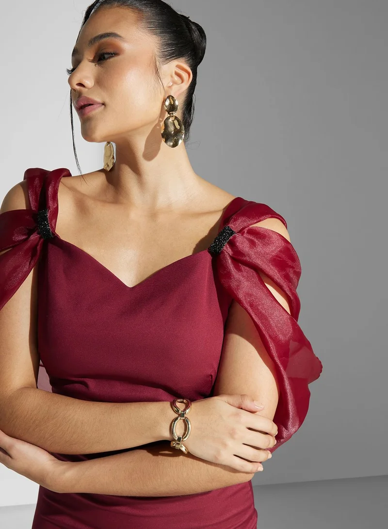 Namshi x Embellished Off Shoulder Gown
