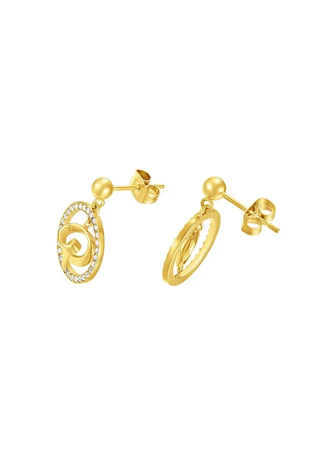 POLICE Volute Gold Plated Earrings fro Women With Crystals 15 mm