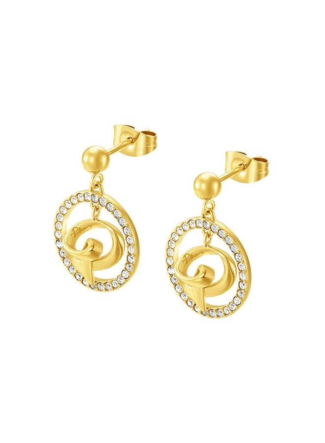 POLICE Volute Gold Plated Earrings fro Women With Crystals 15 mm