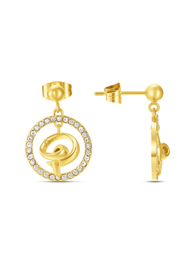 بوليس Volute Gold Plated Ladies Earrings With Crystals 15MMPEJLE0004101