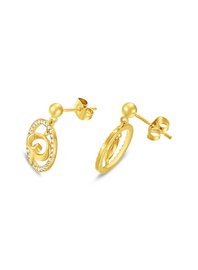 POLICE Volute Gold Plated Earrings fro Women With Crystals 15 mm