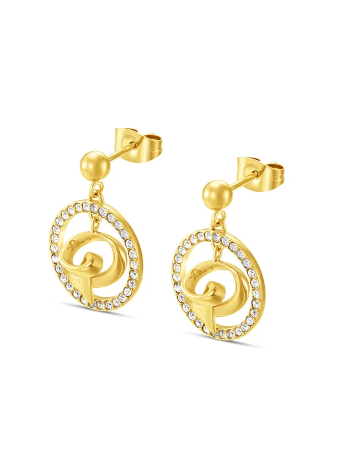 بوليس Volute Gold Plated Ladies Earrings With Crystals 15MMPEJLE0004101
