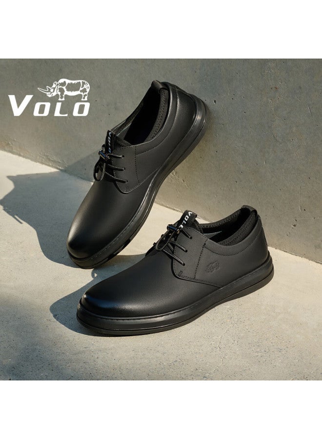 Volo Rhino Men's Soft Sole Business Casual Leather Shoes Men's Slip-on Comfortable All-match Board Shoes Black Size 42