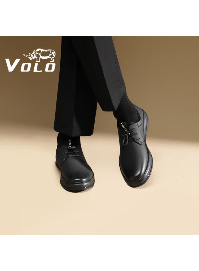 Volo Rhino Men's Soft Sole Business Casual Leather Shoes Men's Slip-on Comfortable All-match Board Shoes Black Size 42