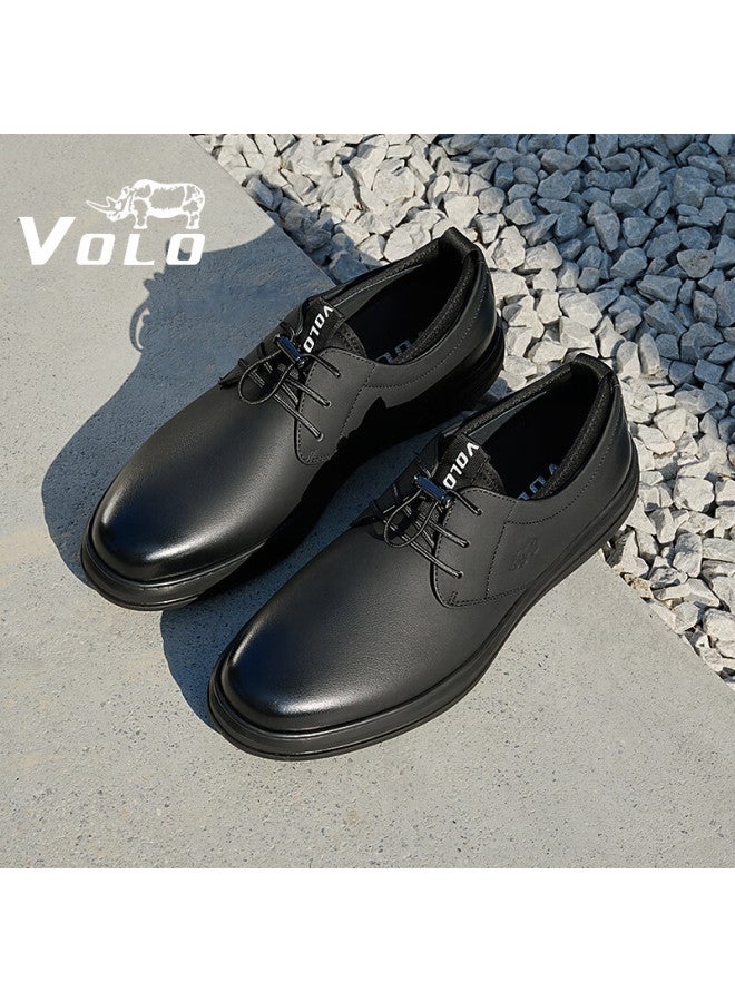 Volo Rhino Men's Soft Sole Business Casual Leather Shoes Men's Slip-on Comfortable All-match Board Shoes Black Size 42