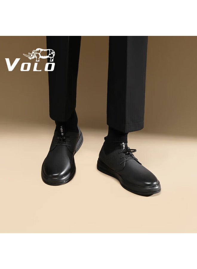 Volo Rhino Men's Soft Sole Business Casual Leather Shoes Men's Slip-on Comfortable All-match Board Shoes Black Size 42