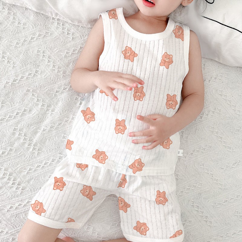 Children'S Vest Set Pure Cotton Summer Thin Section A Men'S And Women'S Home Clothes Kidsren'S Pajamas Air-Conditioned Clothes Baby Vest - Image 5