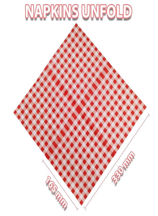 EaciTown 40 Pcs Red Gingham Napkins Christmas Napkin Paper Gingham Tableware Red and White Buffalo Plaid Napkins for Birthday Party Baby Shower - Image 3
