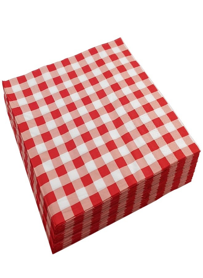EaciTown 40 Pcs Red Gingham Napkins Christmas Napkin Paper Gingham Tableware Red and White Buffalo Plaid Napkins for Birthday Party Baby Shower - Image 1