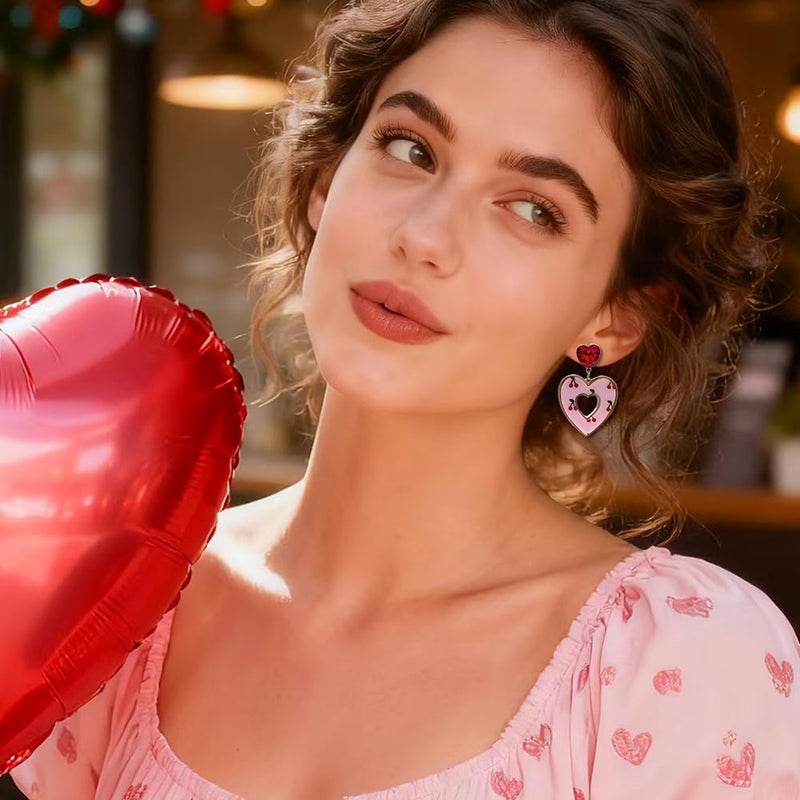 Madison Tyler Valentines Earrings for Women | Cherry Pink Heart Shaped Earrings | Fun Cute Love Earrings for Women | Valentines Wedding Birthday Mother's Day Jewelry Gift - Image 2