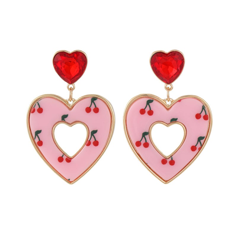 Madison Tyler Valentines Earrings for Women | Cherry Pink Heart Shaped Earrings | Fun Cute Love Earrings for Women | Valentines Wedding Birthday Mother's Day Jewelry Gift - Image 1