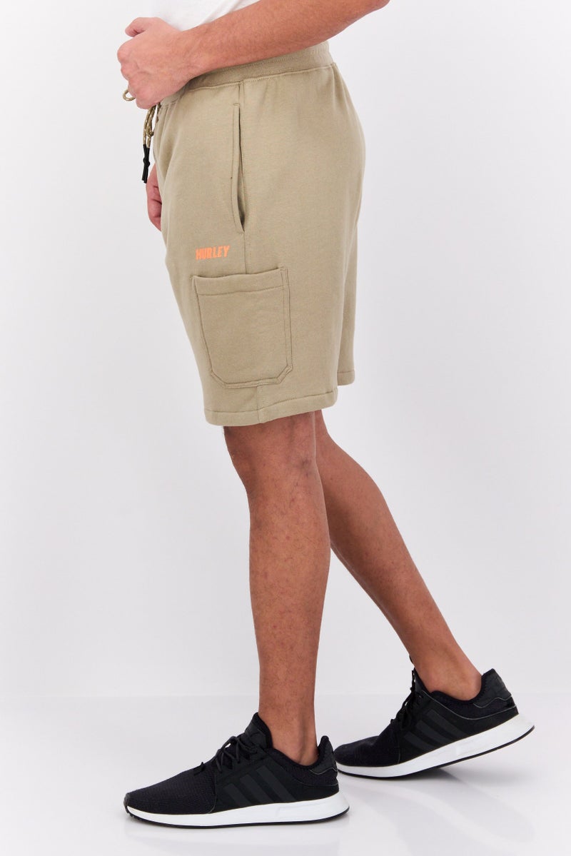 Hurley Men Sportswear Fit Drawstring Training Shorts, Beige - Image 3