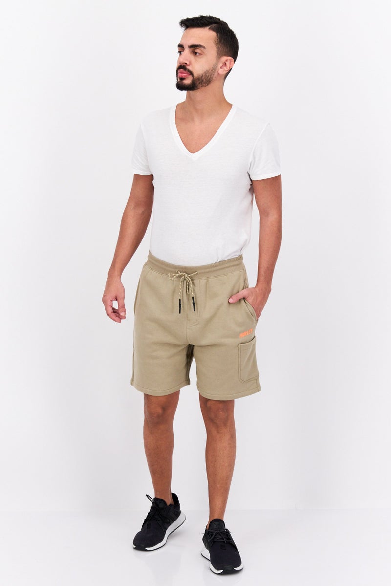 Hurley Men Sportswear Fit Drawstring Training Shorts, Beige - Image 4