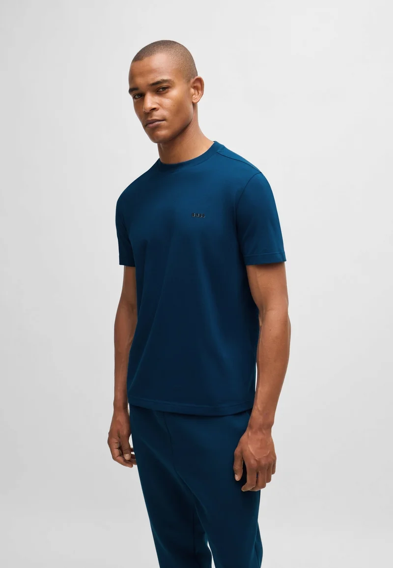 BOSS Regular-fit T-shirt in stretch cotton with contrast logo