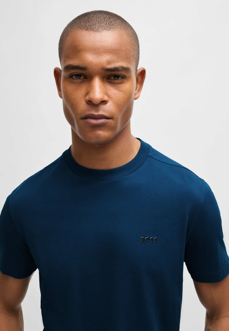 BOSS Regular-fit T-shirt in stretch cotton with contrast logo