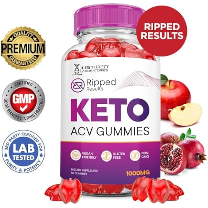 Justified Laboratories Ripped Results Keto ACV Gummies Advanced Formula 1000MG Ripped Results Keto Gummies Apple Cider Vinegar Formulated with Pomegranate Beet Juice Powder B12 Vegan Non GMO 60 Gummys - Image 3