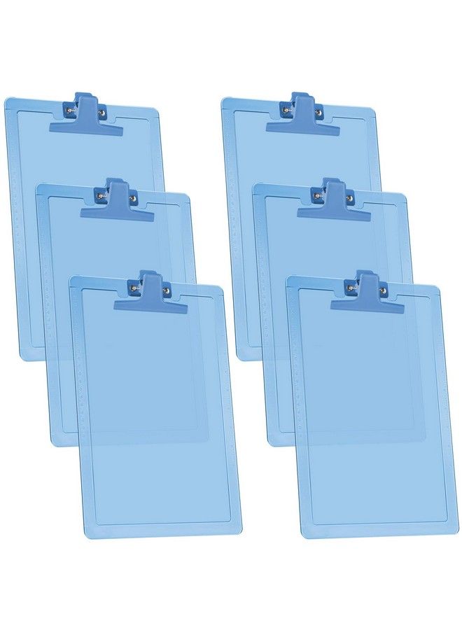 Acrimet Clipboard Letter Size A4 (13 3 8” X 9 7 16”) Premium Metal Clip With Side Rulers (Plastic) (Blue Color) (6 Pack) - Image 1