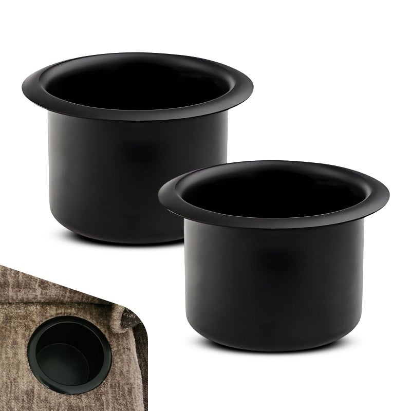 Ferianl 2PCS Car Cup Holder Insert Recessed Drop in Metal Cup Drink Can Holder Large Capacity Cup Holder Replacement Accessories Universal for RV Boat Car Couch Golf Cart Black - Image 3