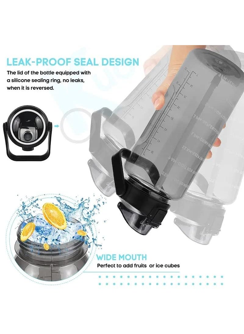 DIYASHI 2 L Capacity Belt Straw Transparent Motivational Water Bottles with Time Marker Leak proof breakproof Best Usage for OfficeSchoolCollegeGym Multi Color