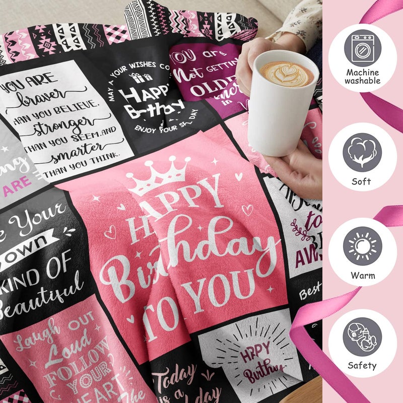 Ivivis Birthday Gifts for Women Girls Throw Blanket 50""X40""  Happy Birthday Decorations for Women  Gifts for Women Birthday Unique  Womens Birthday Gift Ideas for Her Friend Mom Sister Wife Grandma - Image 5