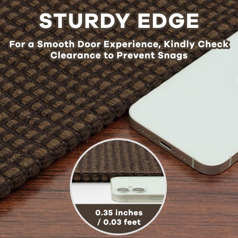 EARTHALL Woven Area Rug 4x6 Ft Washable Rugs for Entryway Non Slip Braided Throw Rugs Bedroom Carpet Cotton Entry Rug Cotton Floor Carpets for Bedroom Dining Room Living Room, Brown - Image 2