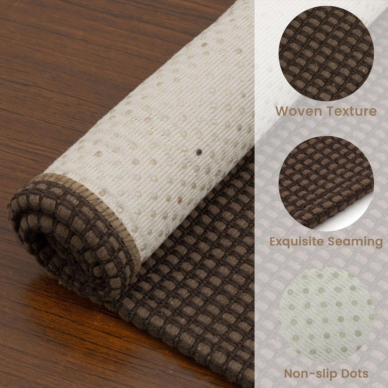 EARTHALL Woven Area Rug 4x6 Ft Washable Rugs for Entryway Non Slip Braided Throw Rugs Bedroom Carpet Cotton Entry Rug Cotton Floor Carpets for Bedroom Dining Room Living Room, Brown - Image 5