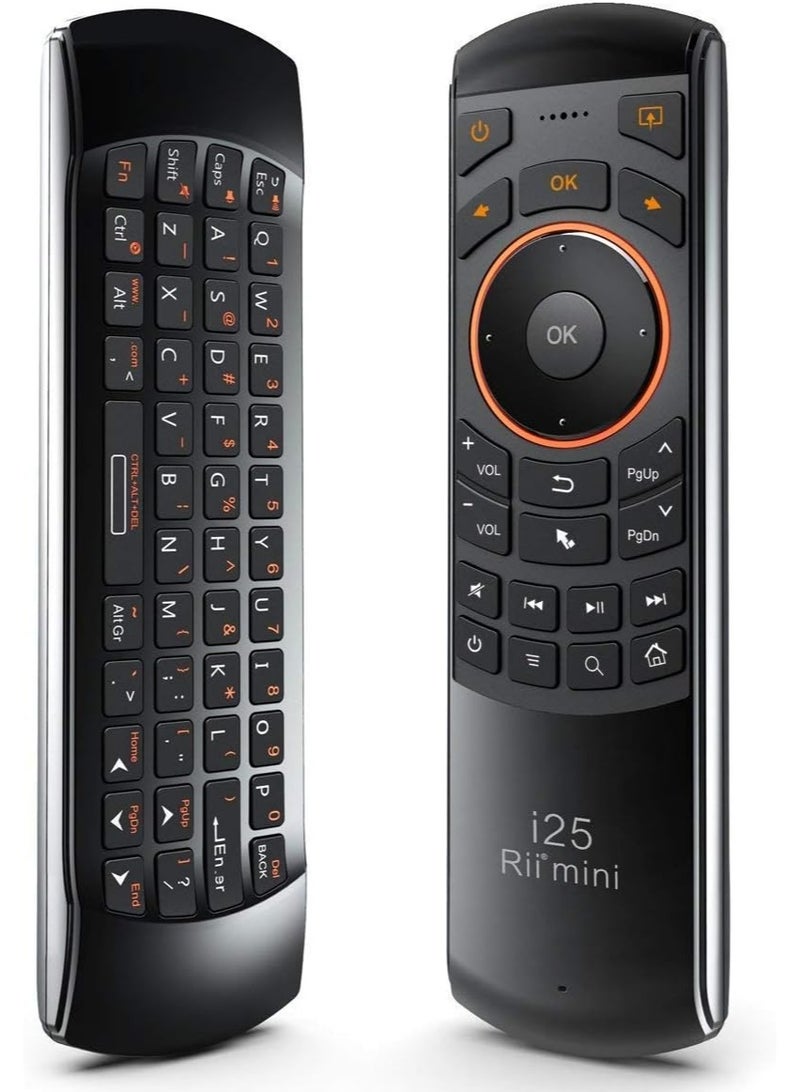 Rii Mini i25 Multifunction Portable 3 in 1 2.4GHz Wireless Fly Mouse Keyboard and Remote Control with Rechargeable Li-ion Battery for PC, Laptops, Linux, Android Tv Boxs, Windows, Windows, IPTV - Image 1