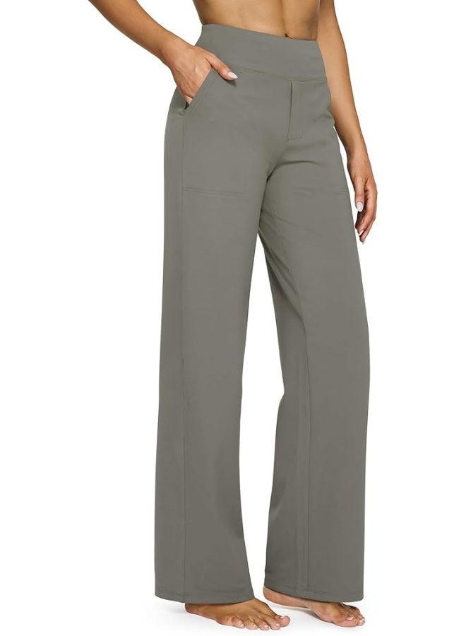NIBEMINENT Yoga Pants Women Wide Leg Pants with Pockets High Waist Stretch Dress Casual Sweatpants Petite/Regular/Tall - Image 1