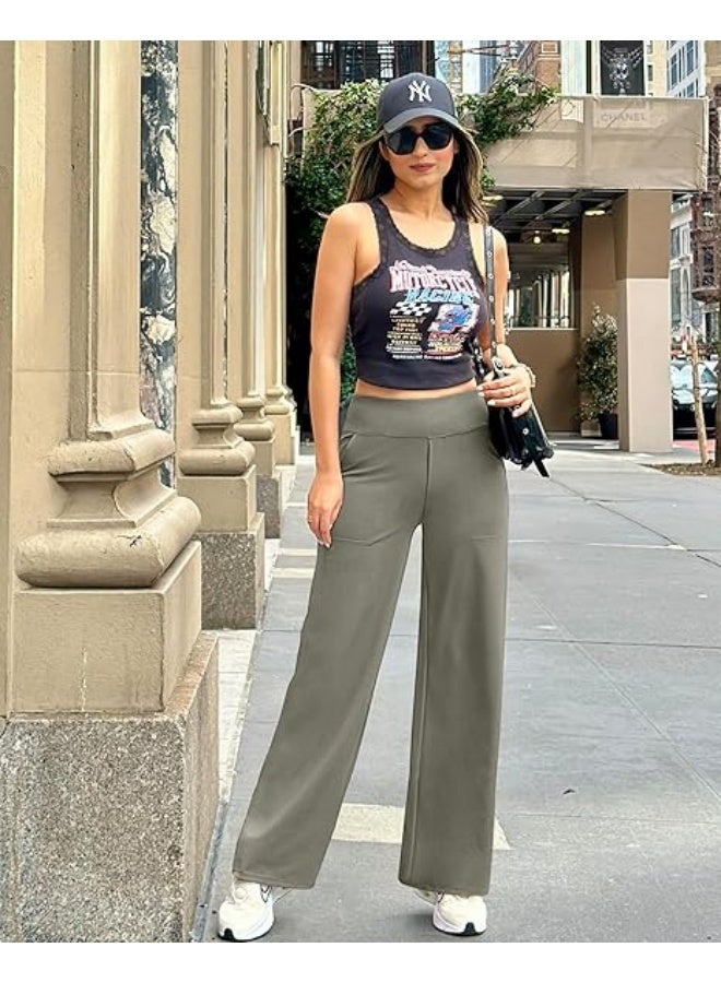NIBEMINENT Yoga Pants Women Wide Leg Pants with Pockets High Waist Stretch Dress Casual Sweatpants Petite/Regular/Tall - Image 5