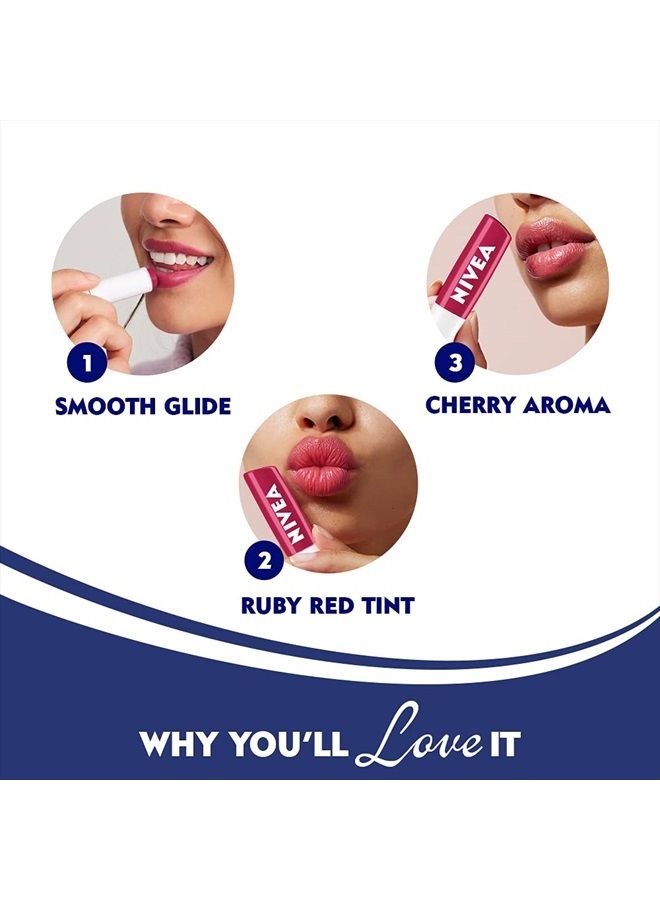 Nivea نظافة الشفاه من نيفيا بلمسة فاكهية - كرز، 4.8 جرام - Image 5