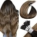 LaaVoo Nano Bead Hair Extensions Brown Nano Tip Hair Extensions Real Human Hair Darkest Brown to Medium Brown and Ash Brown 50s 50g 18in - Image 2